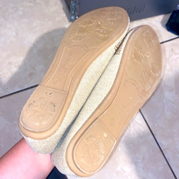 Forever Comfort Ballet Flats Champagne Rhinestones Women's Size 9 - Picture 5 of 5